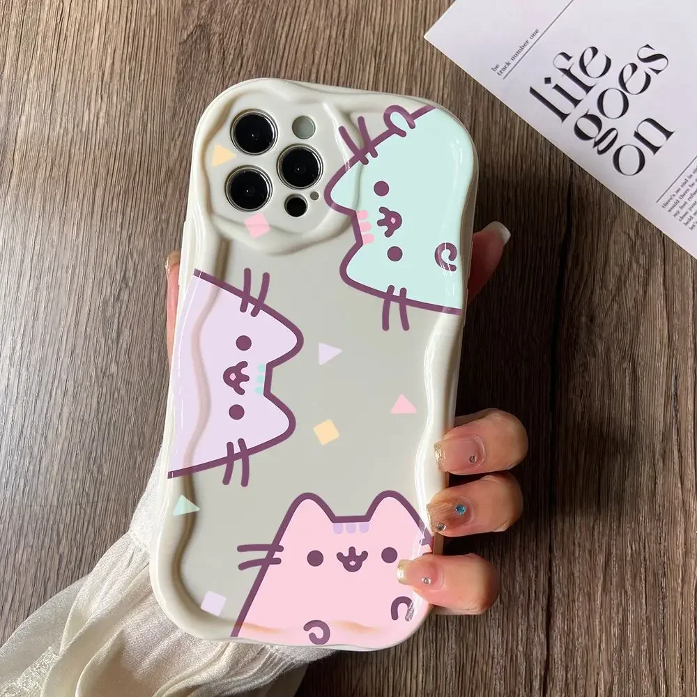 thumbnail image 1 of Funda de teléfono con diseño de gato Pusheens para iPhone, carcasa suave de onda cremosa 3D para modelos 16, 15, 14 Plus, 13, 12 Mini, 11 Pro Max, X, Xs, XR, 7, 8, 1 of 5