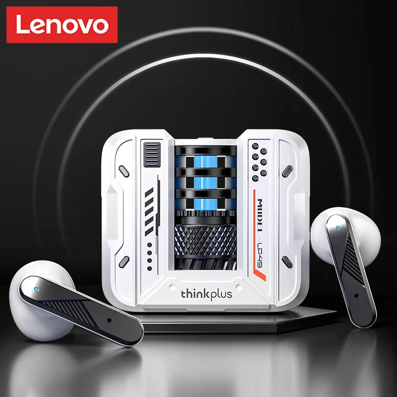 Fones de ouvido sem fio originais Lenovo LP49 para jogos, com redução de ruído, modo duplo para chamadas em HD, baixa latência e Bluetooth 5.4.