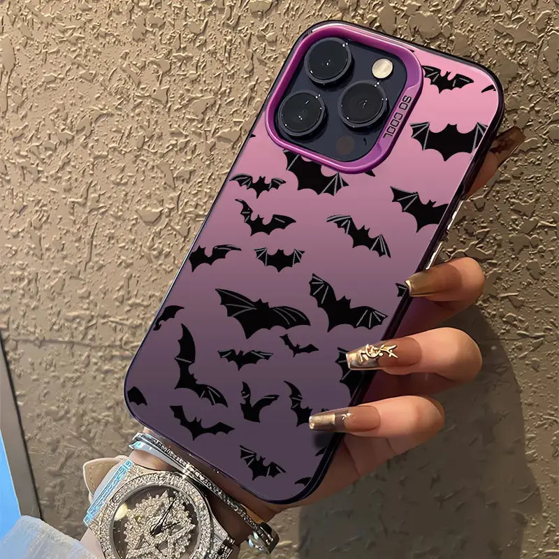 Sleek Black Bat Shockproof Matte Phone Case - Full Screen Protection