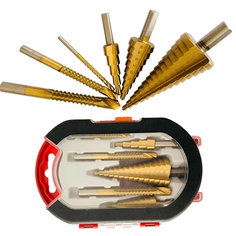 

HSS Steel Titanium Step Drill Bit Set 4-12/20/32mm Metal Hole Cutter Wood Cone Core Drilling Hole Saw Tool Twist Saw Drill