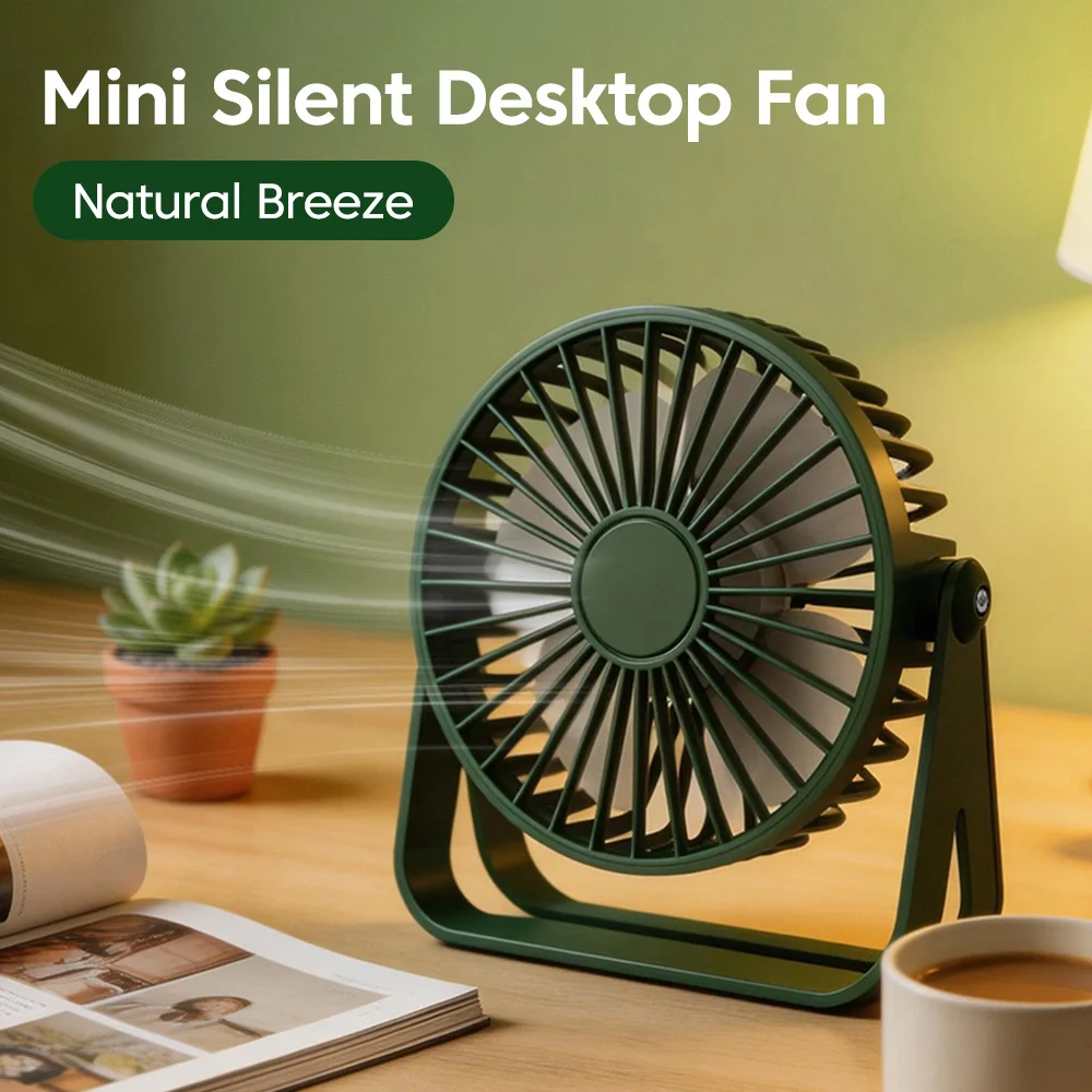 Portable Ultra-Quiet Mini USB Rechargeable Desk Fan for Home, Office, and Dormitory Use