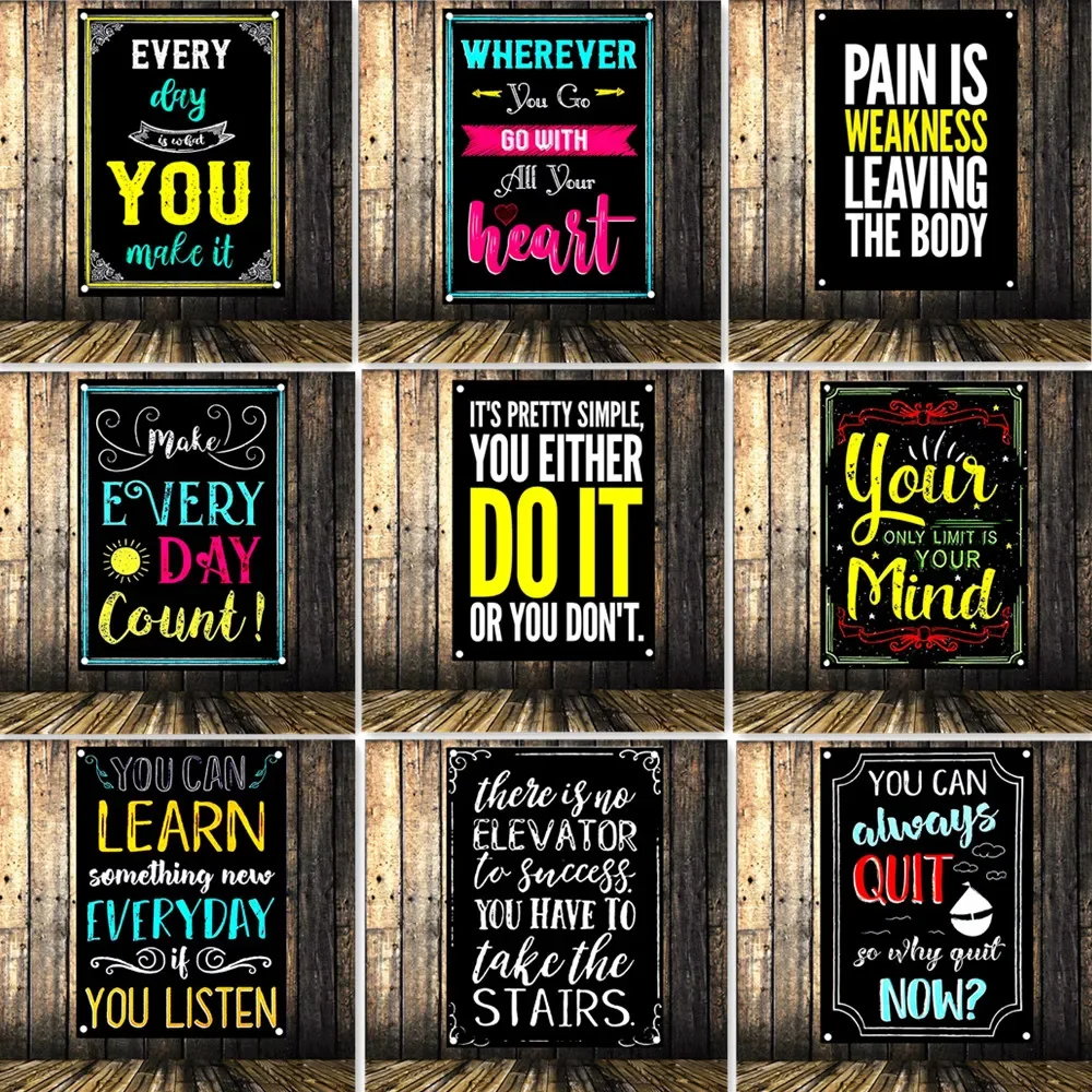 

Motivational Teen Work Wall Painting Instructive Inspirational Quotes Poster Wall Hanging Flag Classroom Office Wall Art Banner