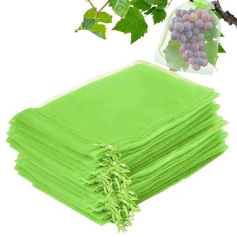 

Fruit Protection Bags For Fruit Trees Vegetable Fruit Net Fruit Cover Mesh Bag With Drawstring 100pcs Netting Barrier Bags For