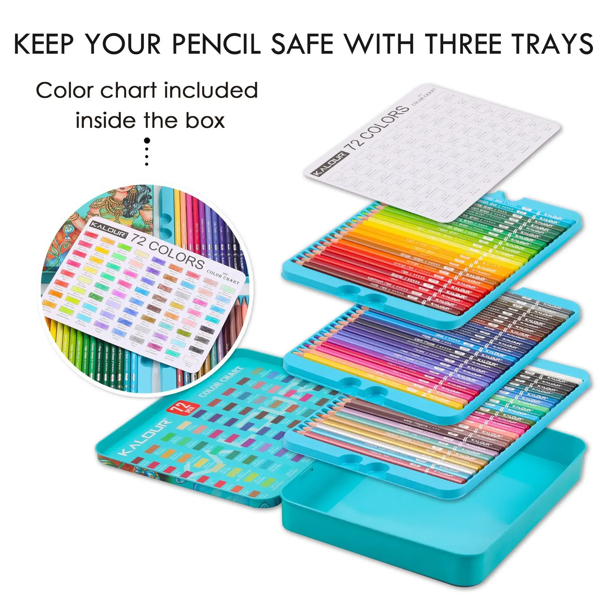 KALOUR 50/72/120 Colored Pencil Set Professional Soft Core Oil Color Pencil  Tin box Graffiti