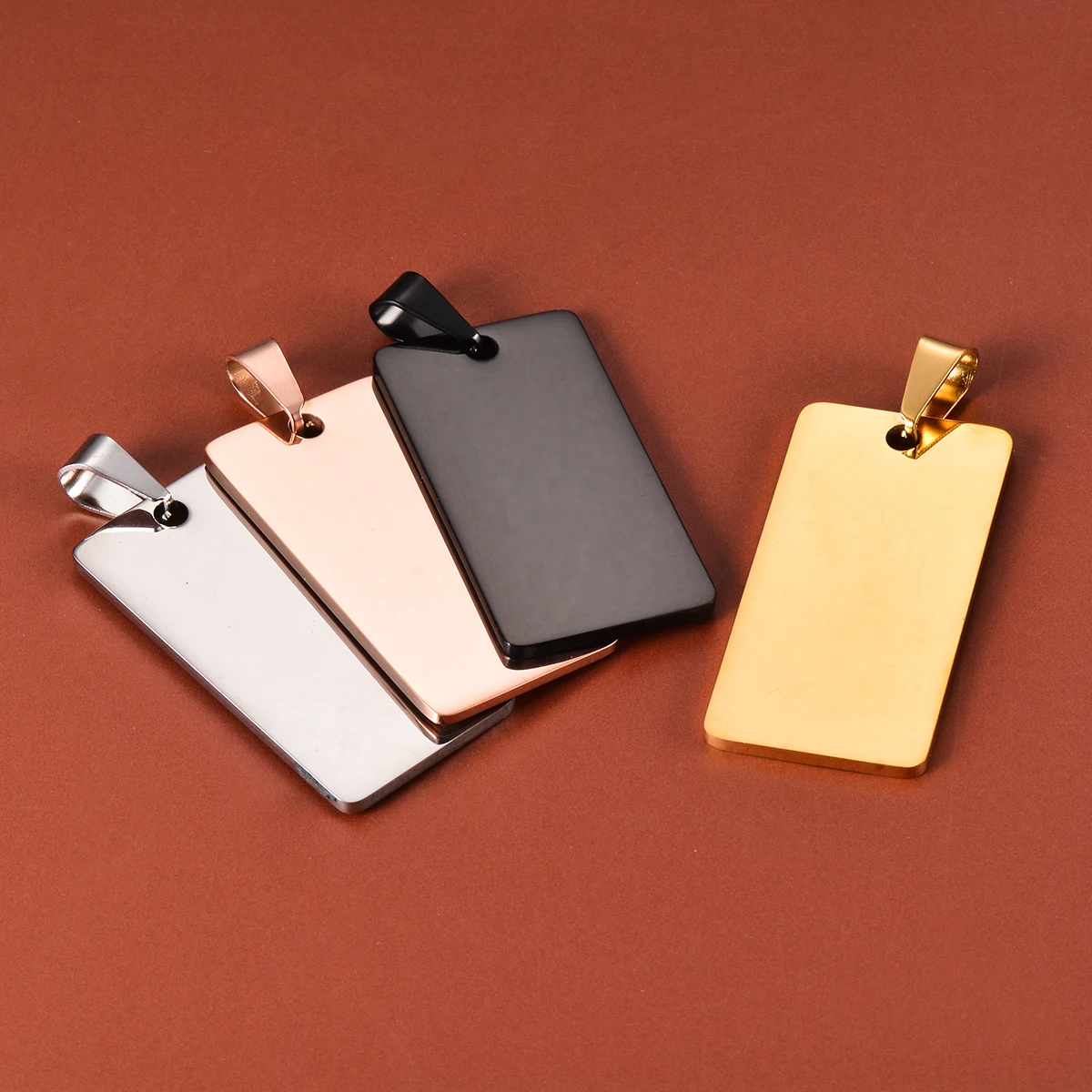 10pcs Wholesale Rectangle 20x40mm Stainless Steel Army ID Blank Dog Tags Pendant Necklace Jewelry Findings Hypollergenic 5