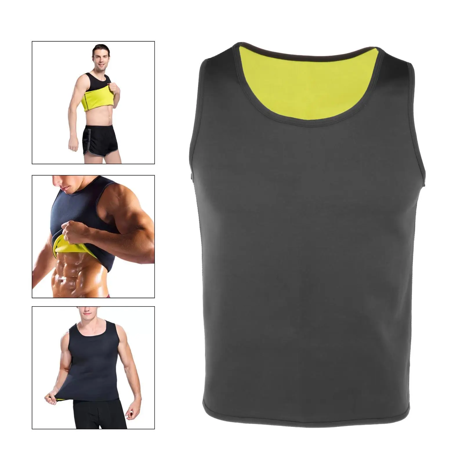 Men’s Sauna Vest Slimming Waist Trainer Neoprene Sweat Tank Top Fat Burner Shapewear Shirt for Fitness and Weight Loss