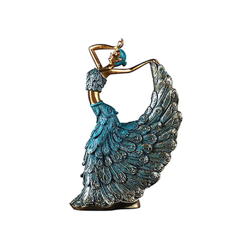 

Room Decor Sculptures Resin Statues Ornaments Mold Figurines For Interior Room Ornaments Home Decor Art Craft Peacock Dance Girl