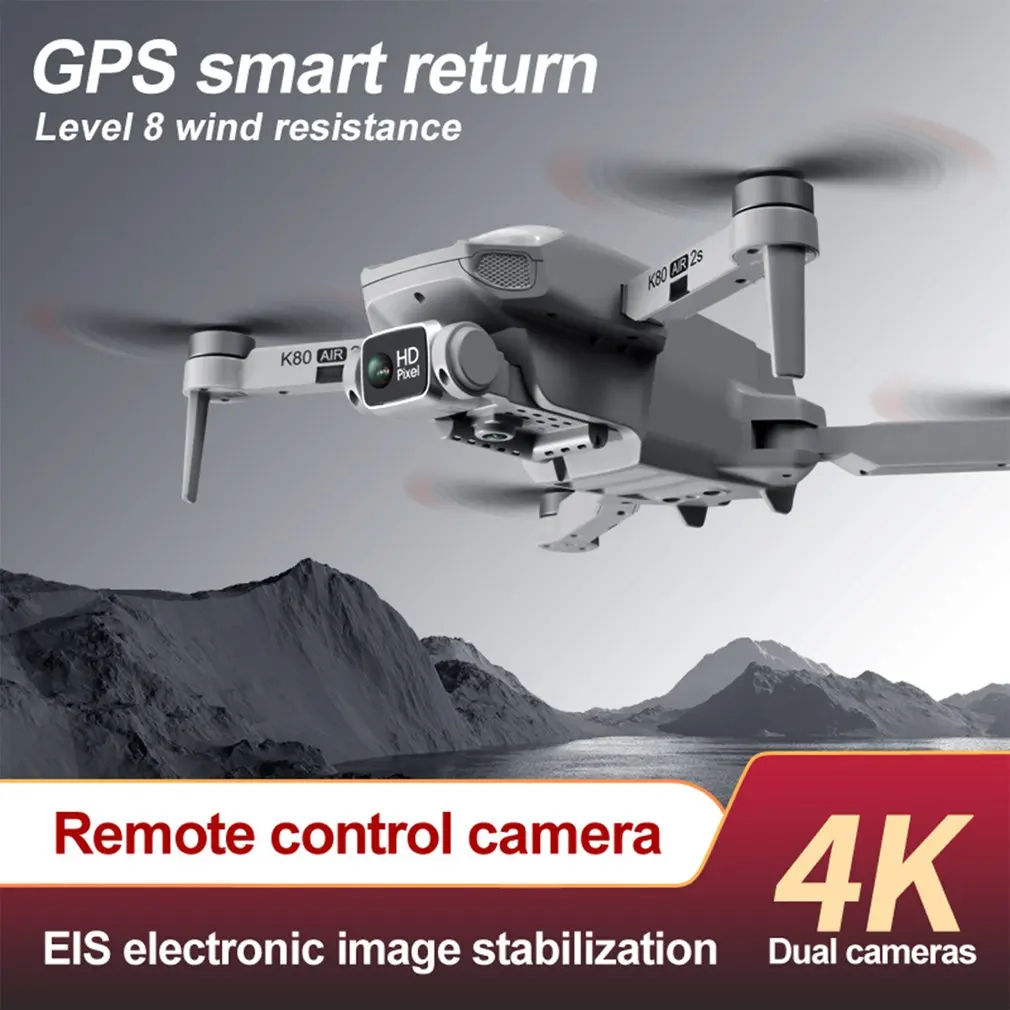 

Квадрокоптер K80 Air2s с GPS, профессиональный бесщеточный двигатель, камера 4K Ultra HD, дальность полета 28 мин., дальность полета 1 км, Стандартный, Wi-Fi, FPV