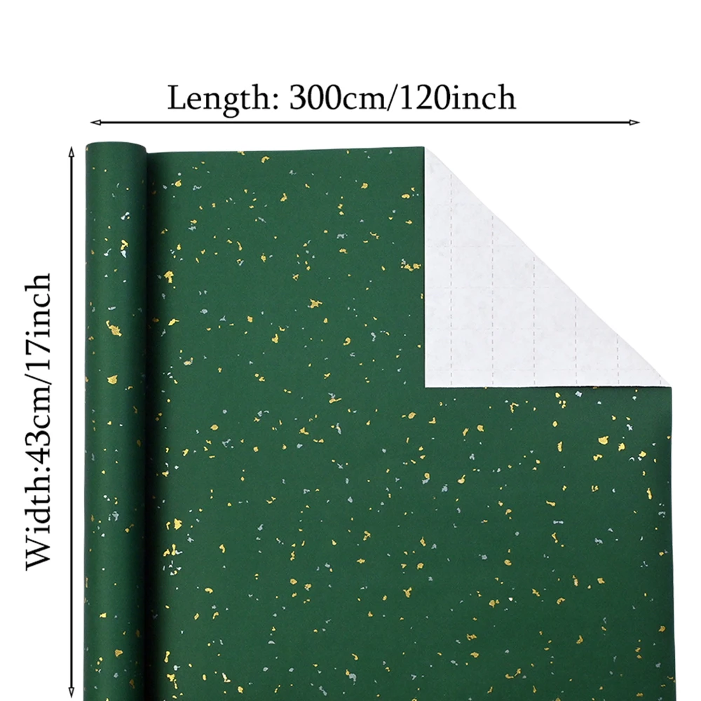 Gift Wrapping Paper Roll 1 Roll 17inch x 120inch Green Gold Foil Design for Holiday Birthday Wedding Party