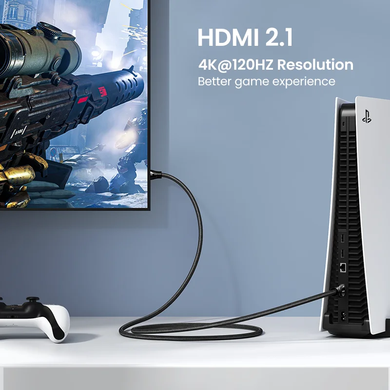Cavo HDMI 2.1 8K 48Gbps, Compatibile Con PS5, Xbox Series X, PC, 30AWG, Tripla Schermatura, Nero - 3