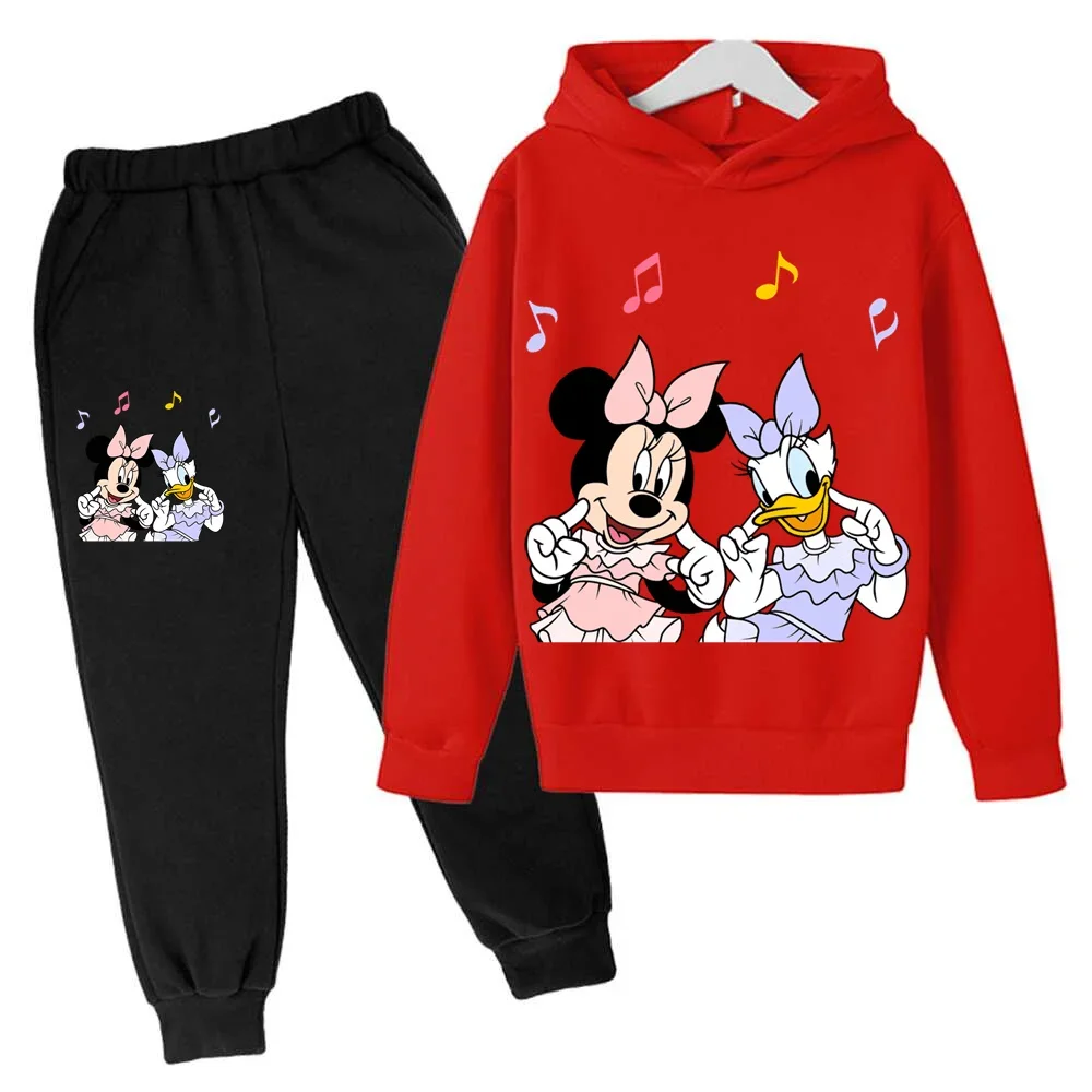 Girls boys Disney Mickey Mouse Hoodies Cotton Donald Duck Long Sleeve pant Children Autumn 4-14 Years Old Cartoon Casual Hooded 3