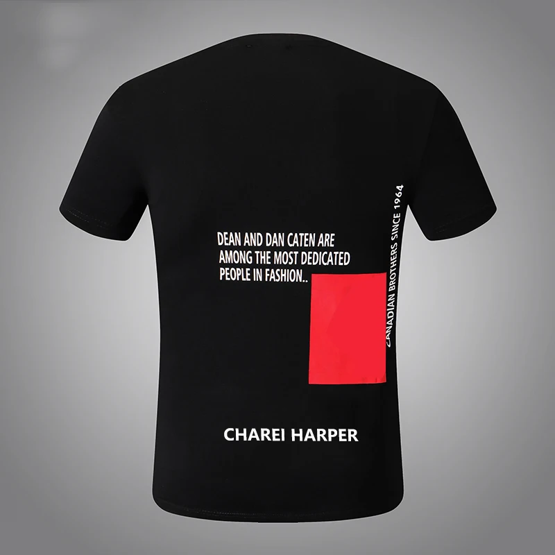 

Chareiharper dsq 873 Cotton Men's Short Sleeve T-shirt Italian Design Print Summer Cotton Fashion Trend Top Bottom for men gift