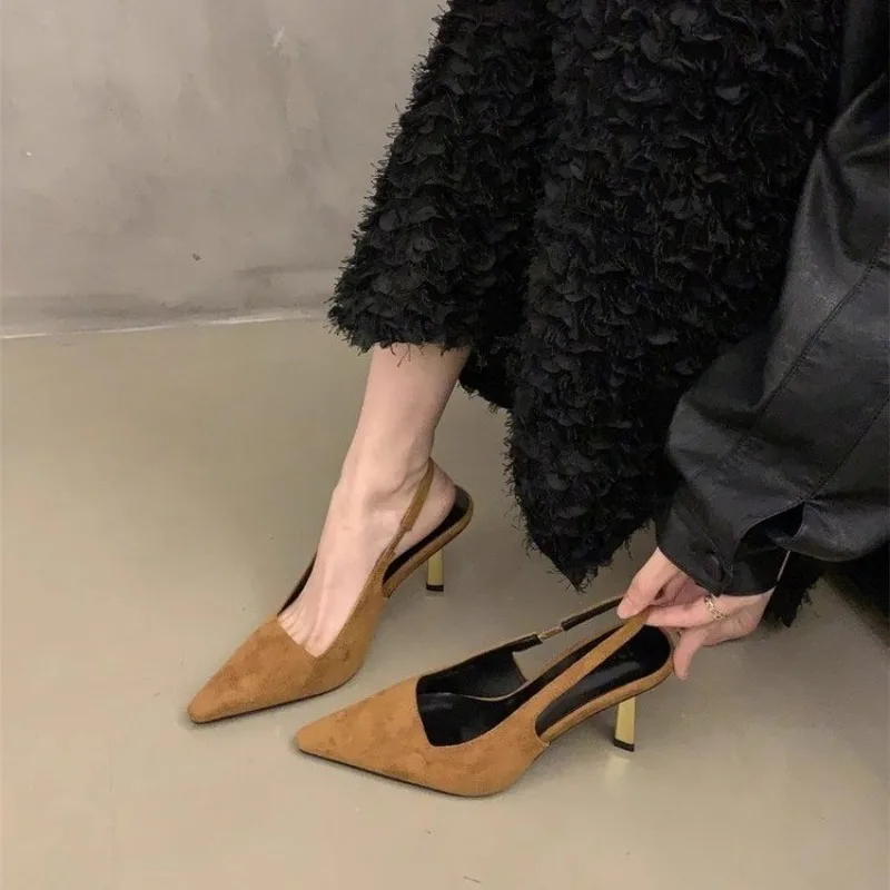 Small French Pointed High Heel Sandals Fairy Style 2024 New Summer Elegant Single Shoes