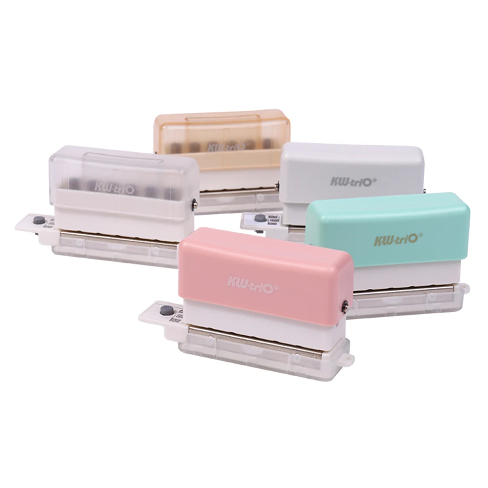 KW-triO 6-Hole Paper Punch Handheld Mini Puncher Support 20/26/30 Hole Punching 5.5mm Aperture For A4 A5 B5 Notebook