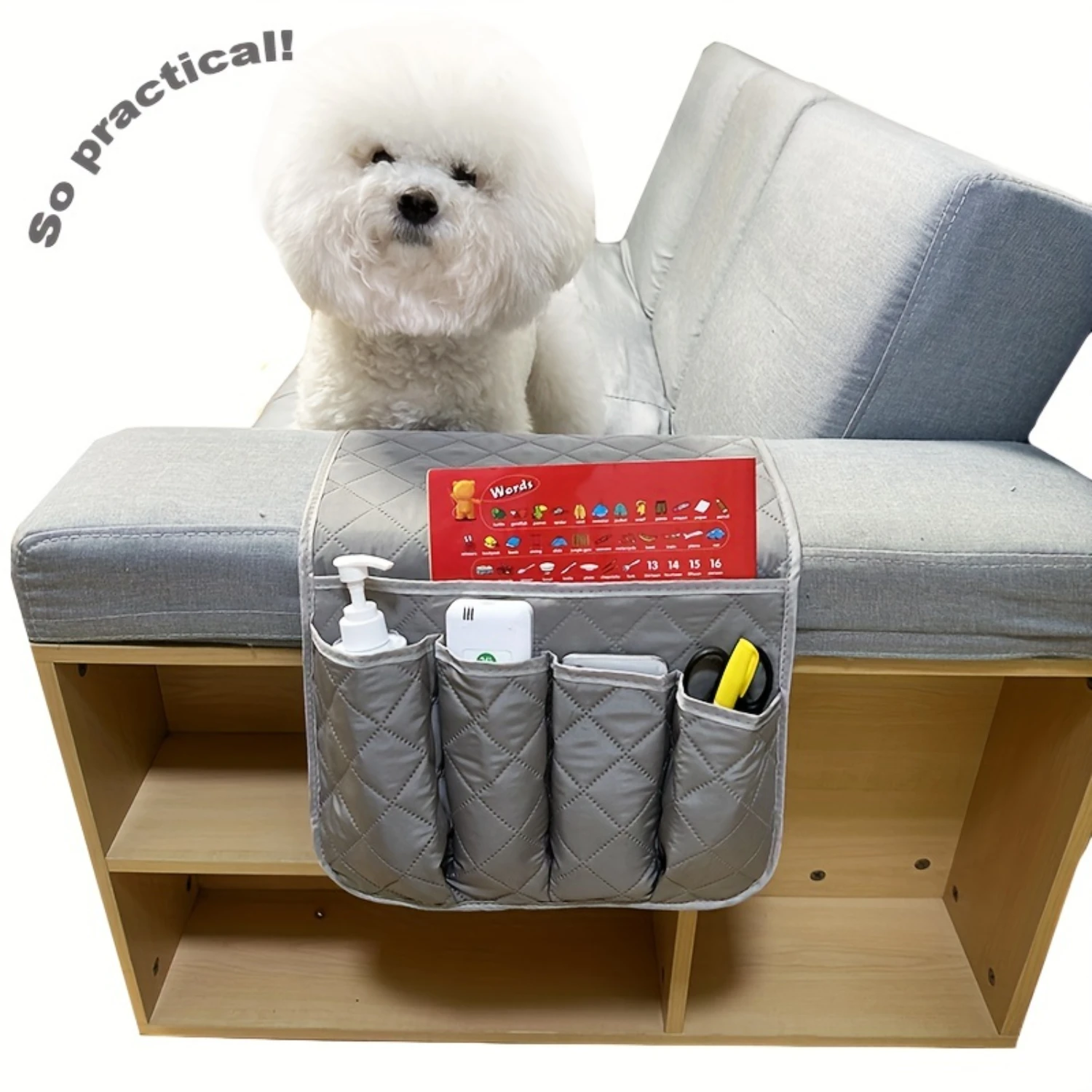 5 Pocket Sofa Armrest Organiser, Hanging Caddy Bag, Couch Chair TV Control Holder, Armchairs Couch Organiser, For Cellphone Bo