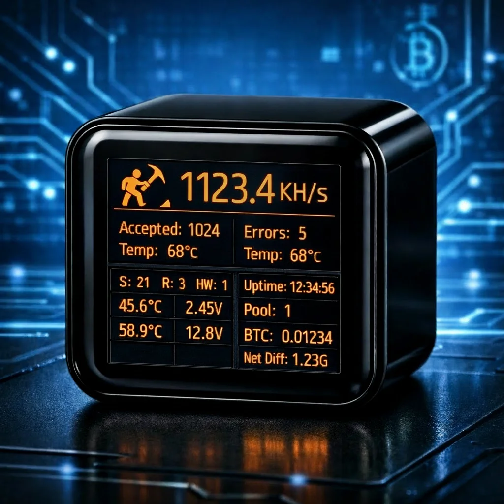 YC-NM สมาร์ททีวี ESP32 BTC SOLO เครื่องขุดเหรียญแบบเงียบ ประหยัดพลังงาน นาฬิกาตั้งโต๊ะ B Hashrate 1100KH/S 1