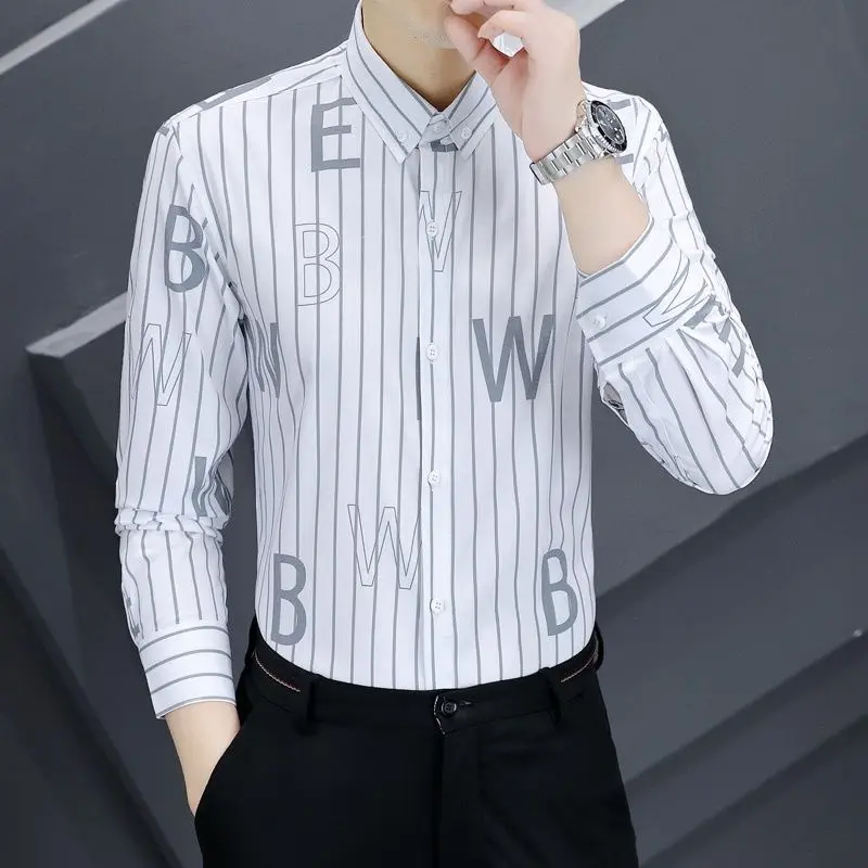 

High Quality Men’s Spring&Autumn Korea Version Classic Casual Shirts Long Sleeves All Match Fashion Stripes Shirt;