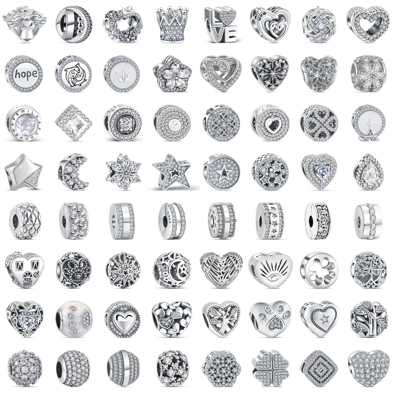 

Аксессуары для браслетов Pandora, серебряная звезда, луна, корона, сердце