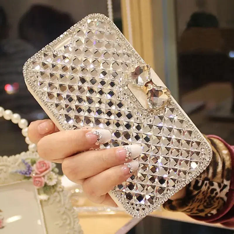 Luxury Diamonds Leather Phone Case For Samsung S25 Ultra S24 FE A05 A15 A25 A35 A55 A06 A16 A26 A36 A56 A12 A32 A52 A13 A51 Case — view 3
