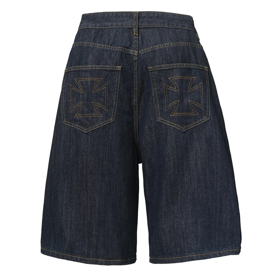 Summer Men Denim Shorts Streetwear Harajuku Hip Hop Jeans Shorts Casual Loose Denim
