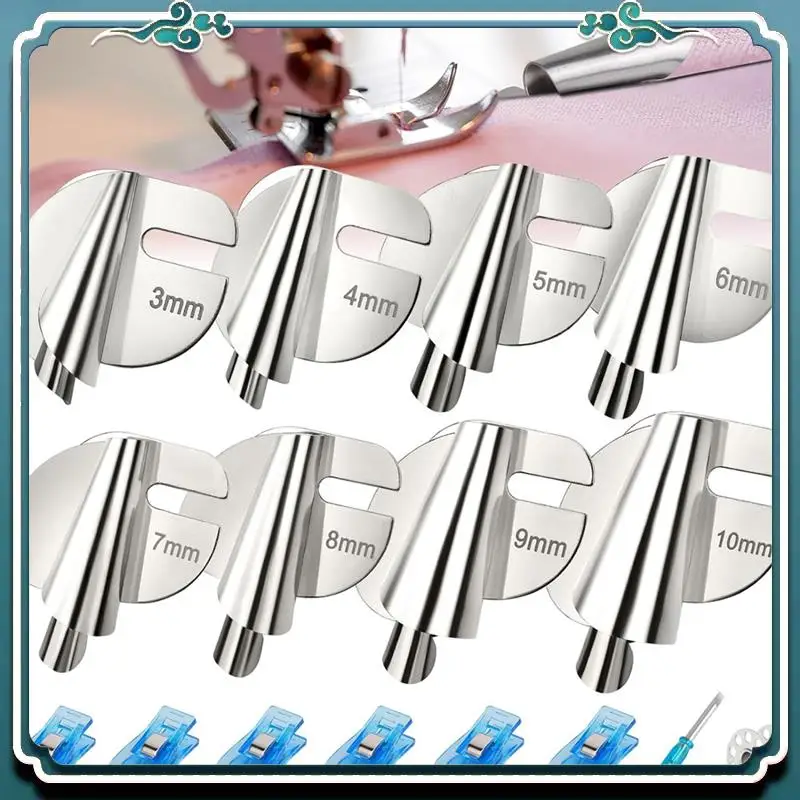 Upgraded Universal Sewing Rolled Hemmer Foot Set 8 Sizes Rolled Hem Presser Foot (3-10Mm) Wide Hem Foot, Fine Workmanship