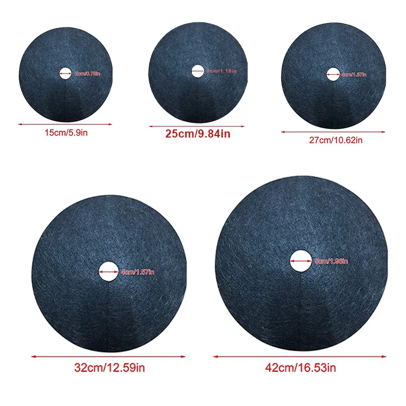 Description Picture 3 of item12x Weed Mat Non-Woven Fabric Round Weeding Cloth Barrier Plant Trunk Protection Cover Anti Grass Tree Mulch For Garden Lawn Pot