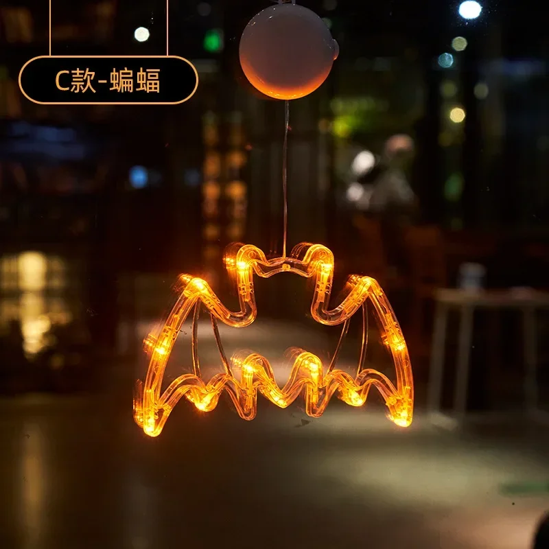 Spooky Pumpkin Ghost LED Window Light with Suction Cup - Battery Operated Halloween Hanging Decor
