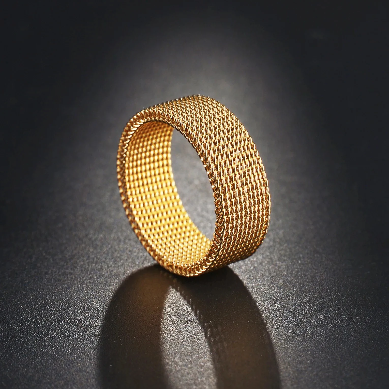 Fashion Elastic Mesh Chain Rings Titanium Stainless Steel For Men Women Wedding Engagement Punk Jewelry Gifts