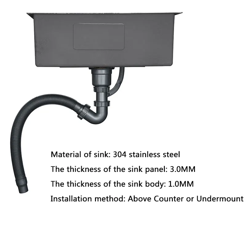 matte black kitchen sink above counter or udermount vegetable washing basin sinks dark grey stainless steel seamless welding pia 5