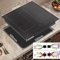 Индукционная варочная панель NOXTON, 4 зоны с 2 комбинированными зонами, 60 см, встроенная с усилителем, таймером, предохранительным замком, 2,2 В, 7200 Вт, без вилки — изображение 3