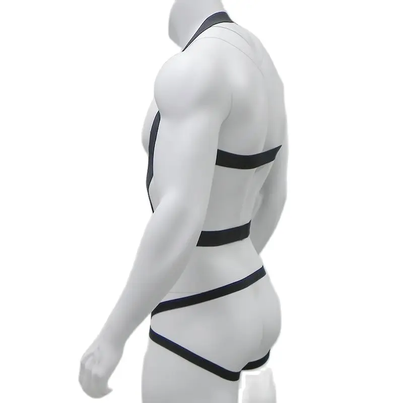 CLEVER-MENMODE Elastic Bondage Harness Mens G-string Thongs Set Body Chest Costume Strap Lingerie Jockstrap Halter Neck Costumes cosplay costume mens bondage lingerie sexy fetish wear
