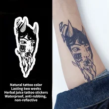 

2 Pieces Evil Flower Girl Herbal Juice Tattoo Sticker Semi-permanent Long-lasting Waterproof Realistic Non-reflective Tattoos