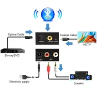 Digital to Analog Converter With Bluetooth Receiver DAC Audio Optical Toslink SPDIF Coaxial Input to L/R RCA 3.5mm Audio Adapter 3