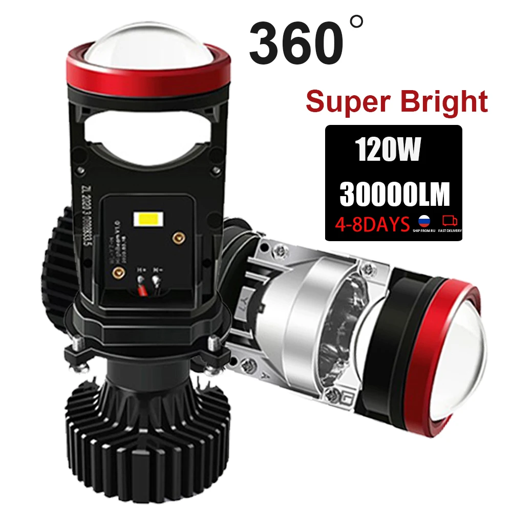 Faros LED Y7 H4 de alta potencia, 120W, Mini lente de proyector H4 para  coche, 6000K, 12V, luces Led automáticas de haz Alto y Bajo - AliExpress