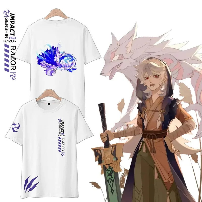 Game Genshin Impact Razor 3D Print T Shirt Women Men Summer Short Sleeve Funny Tshirt Graphic Tees Streetwear Cosplay Costume