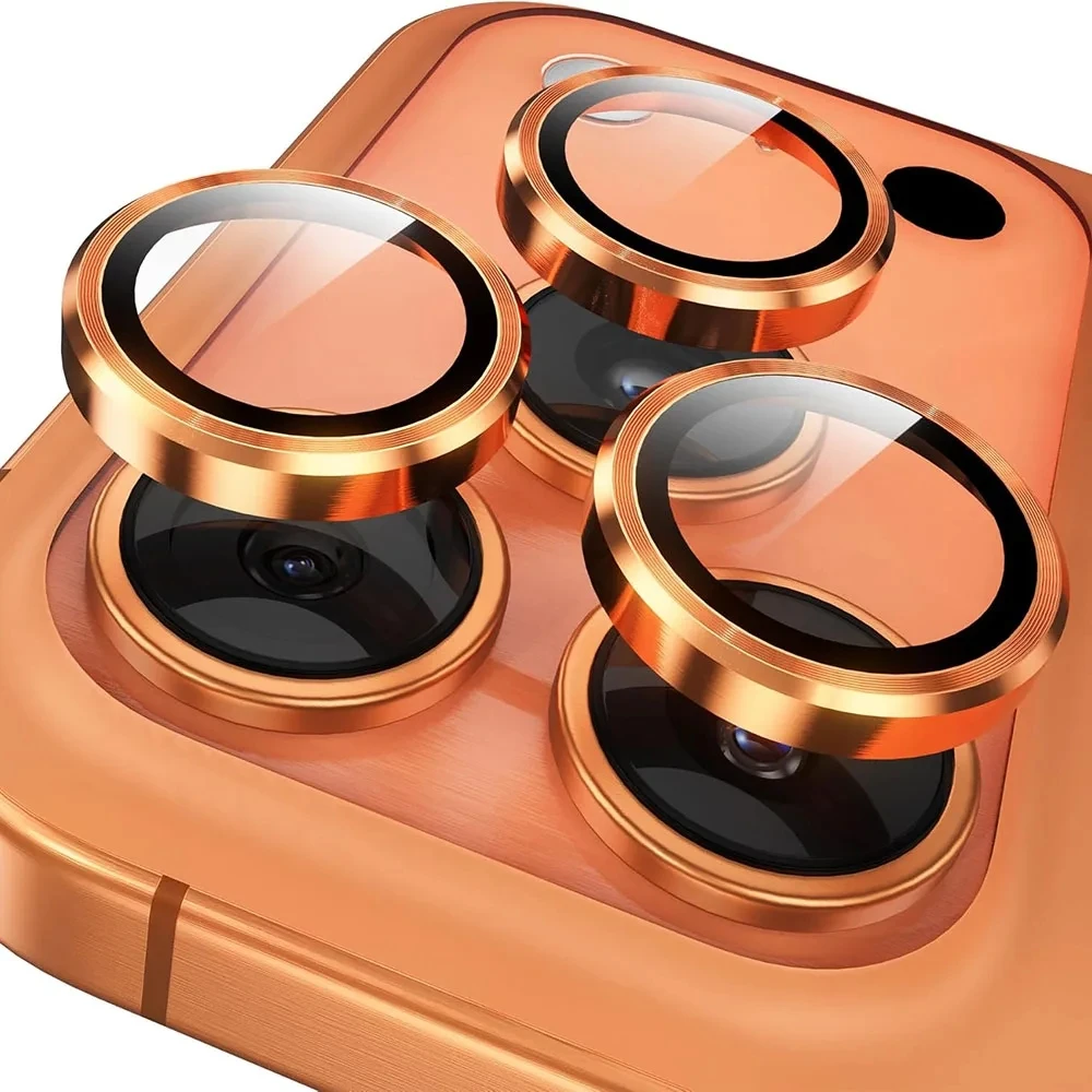 3D Curved Tempered Glass Camera Protector with Metal Ring