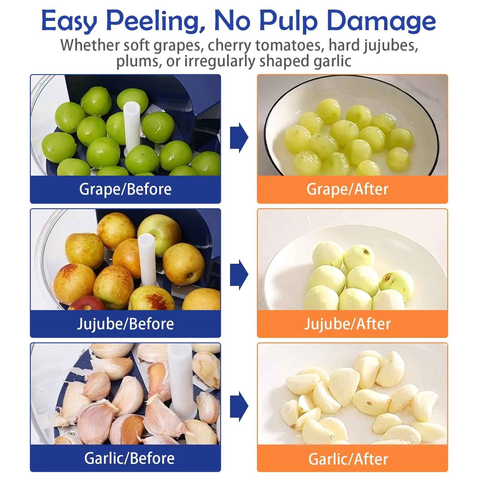 Automatic Electric Grape Peeler Machine - Hands-Free Skin Remover for Berries Fruits, Fruit Prep Tool, Effortless Peeling