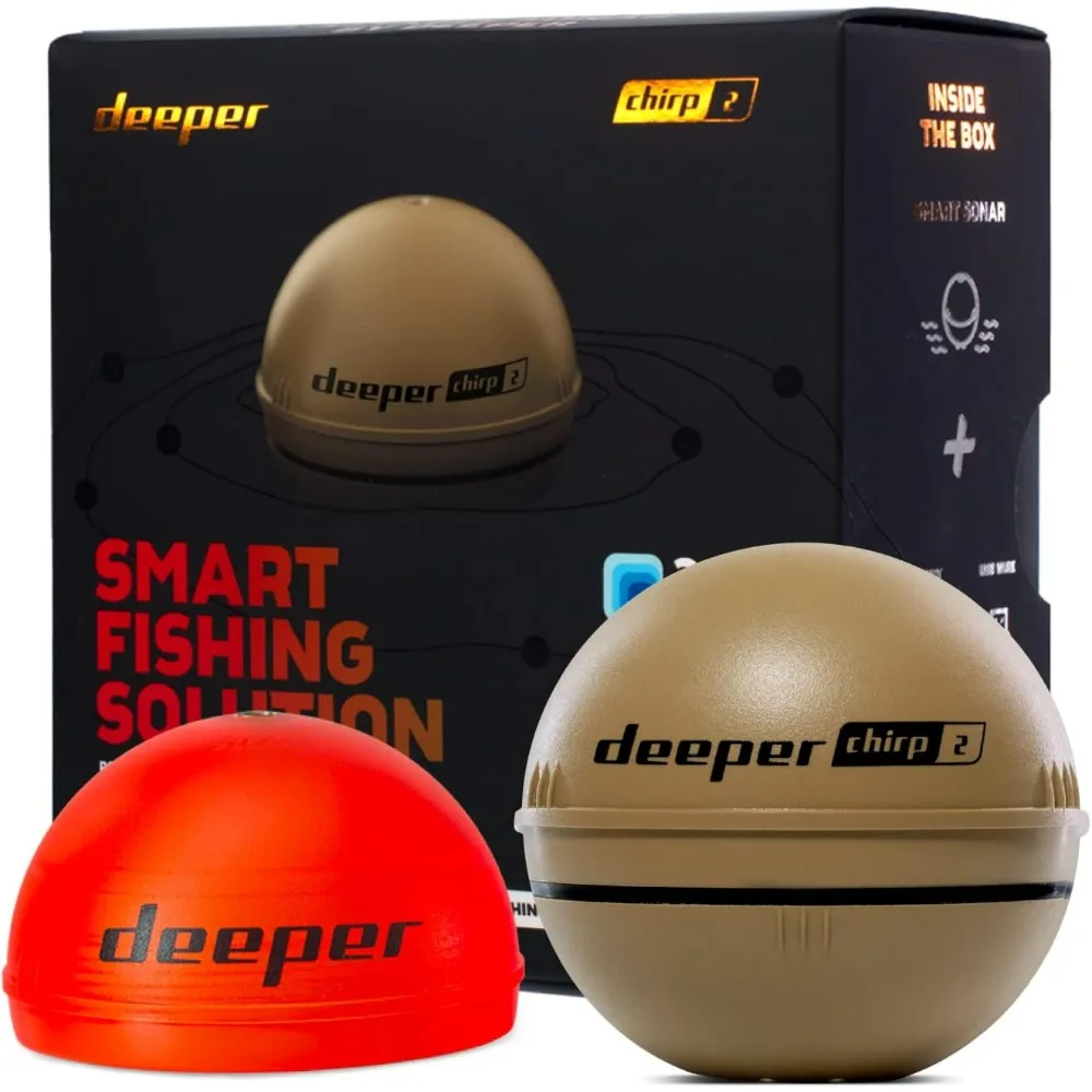 Chirp 2 Sonar Fish Finder-Portable Fish Finder and Depth for Kayaks, Boats and Ice Fishing No GPS Castable