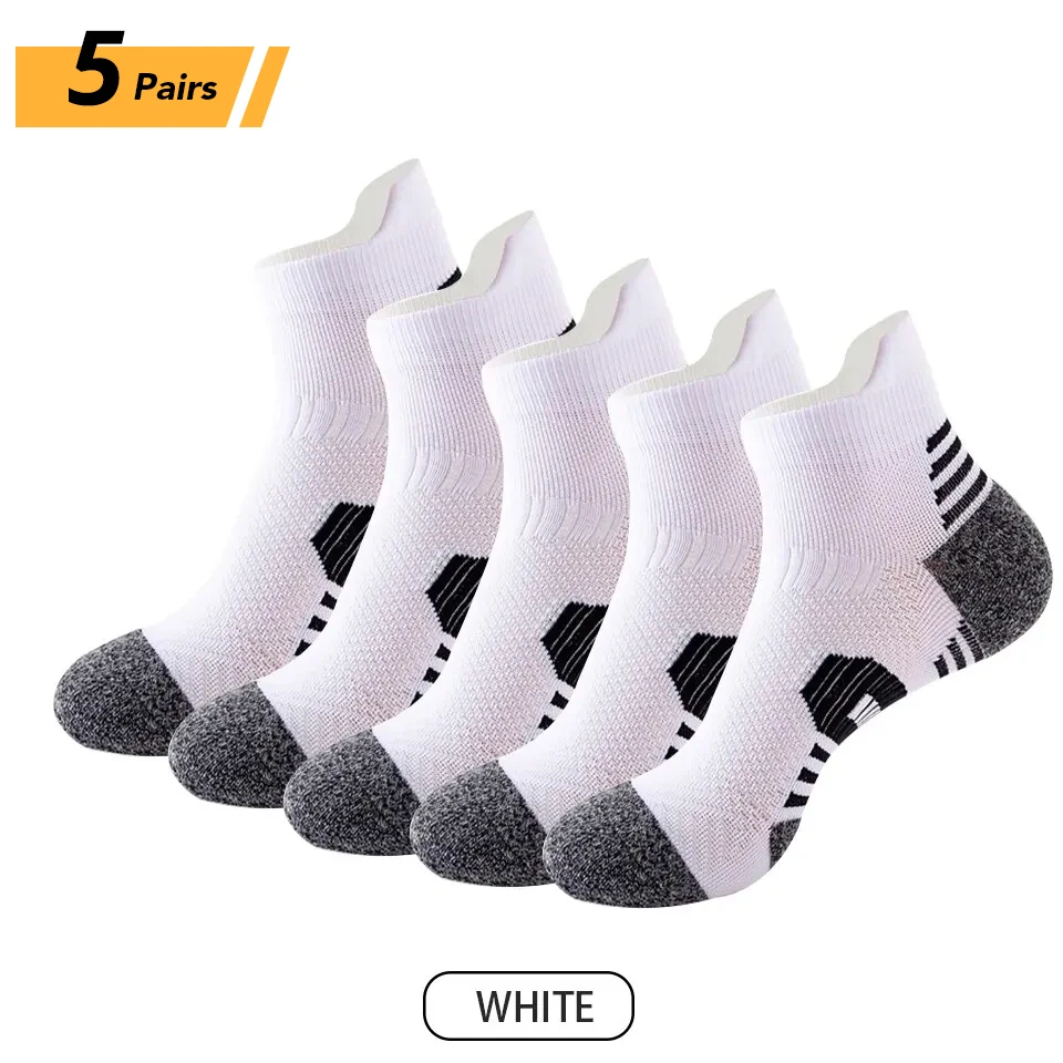 Men's Breathable Cotton Athletic Socks - 5 Pairs