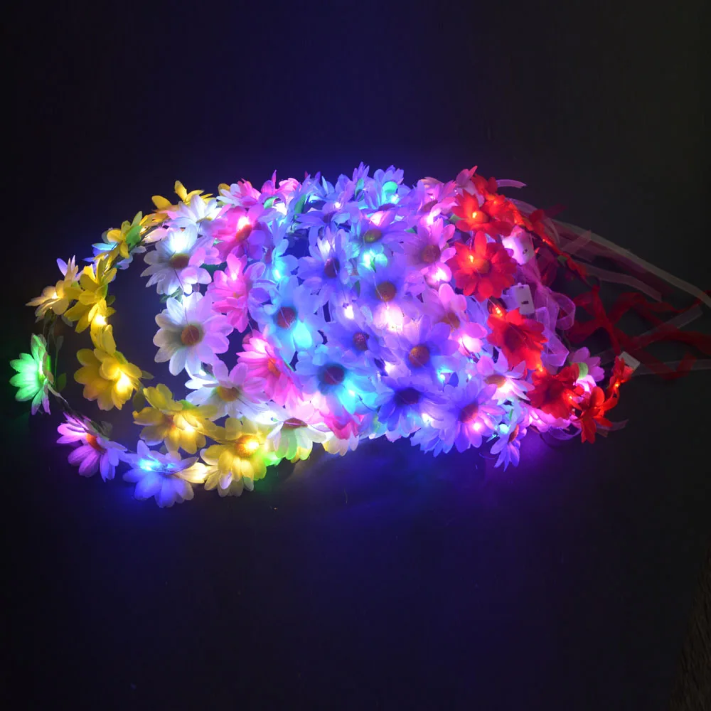 Velo Catrina Kesvb Corona De Flores Iluminada Con Luces LED, Diadema De Girasol Brillante, Tocado De Fiesta, Boda, Novia, Accesorios Para El Cabello Para Mujeres (amarillo Complementos Catrina Mujer