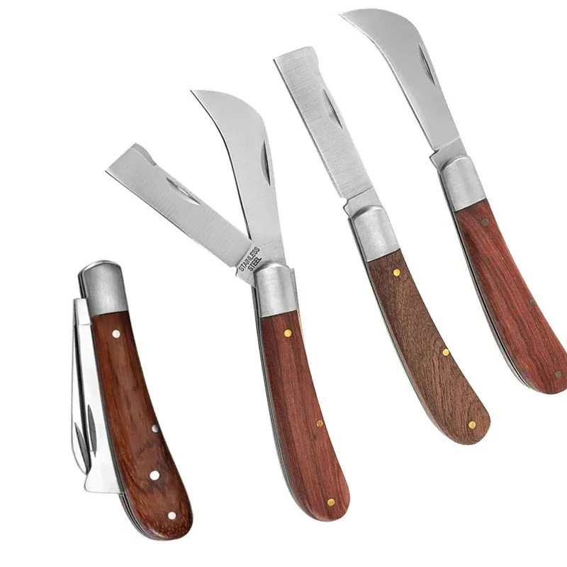 Wooden Handle Folding Grafting Knife Stainless Steel Garden Fruit Tree Grafting Pruning Tools Gardening Garden Tool garden tools folding grafting knife grafting knife