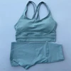 2 Piece Yoga Set Gym Sports Shorts Set Women Workout Outfit Fitness Suit Cross Straps Bra High Waist Shorts Running Tracksuit 2