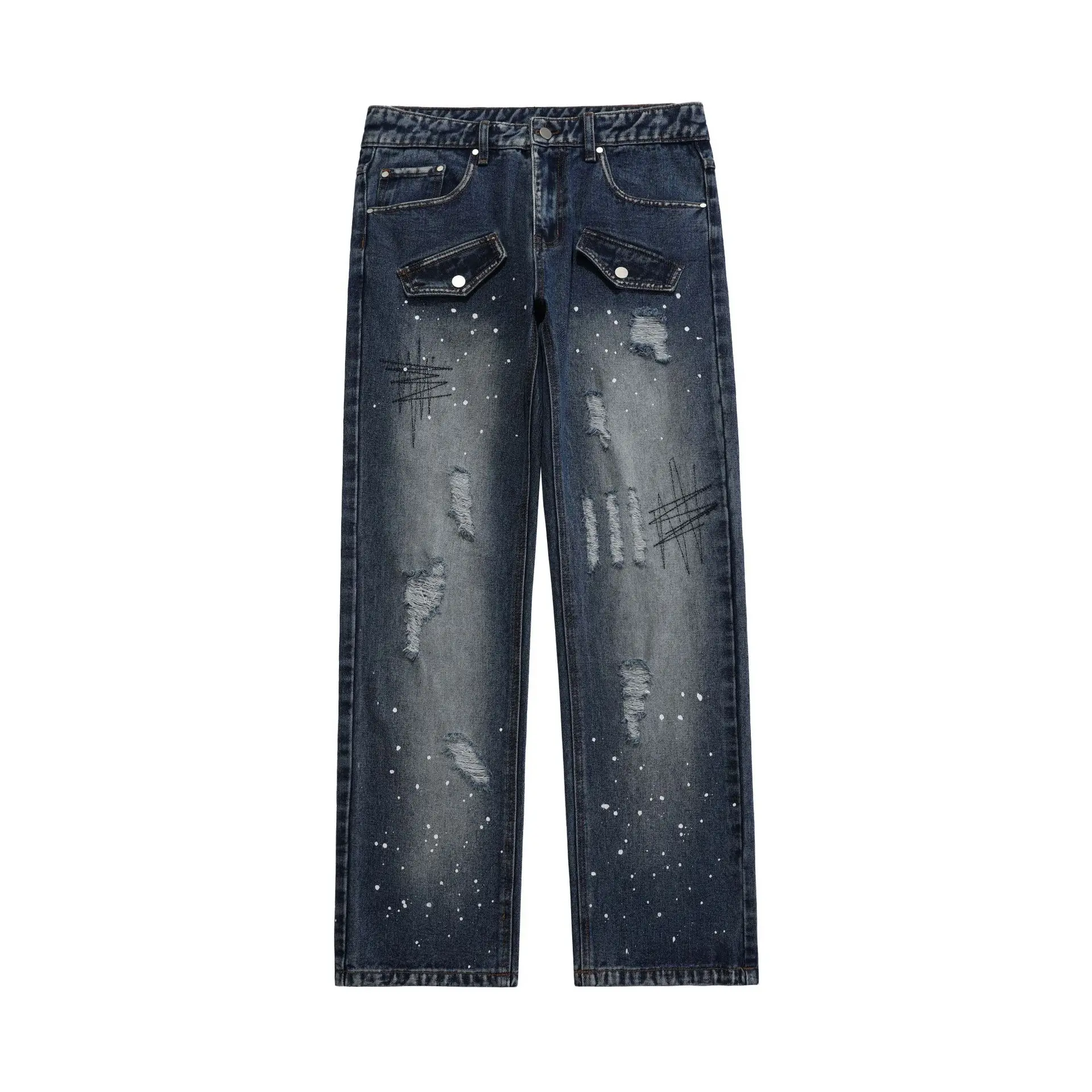 NEW Vintage Washed Jeans Men Old 