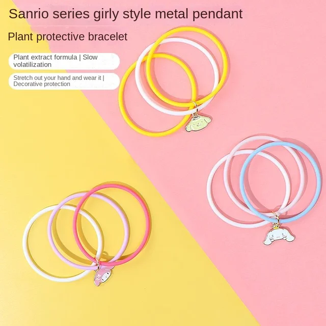 Sanrio Animation Peripheral Kawaii Cartoon My Melody Cinnamon Roll Plant Protection Creative Anti-Mosquito Bracelet Wholesale