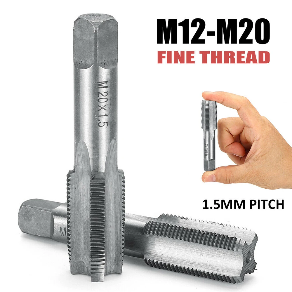 1 Pair Right Screw Taps Straight Fluted Fine Thread Metric Hand Tap Drill Thread Forming Machine Tap Bits M12 M14 M16 18 M20 m5 assorted rivet nut gun mandrel and nose piece riveter tip metric replacement riveter gun part threaded mandrel for hand nut rivet