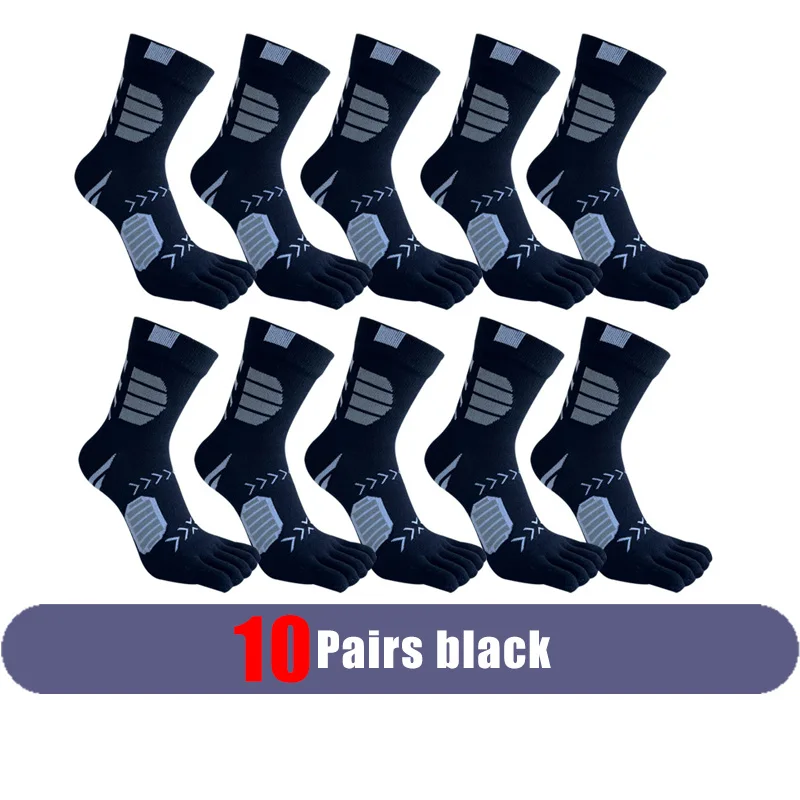 5 Pairs Compression Cotton Toe Socks - Sweat-Absorbing Colorful Sports Socks