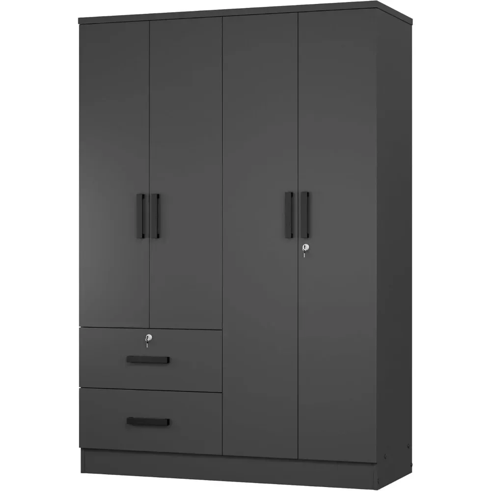 4 Doors Wardrobe 2 Drawers with Shelves 72" high 5
