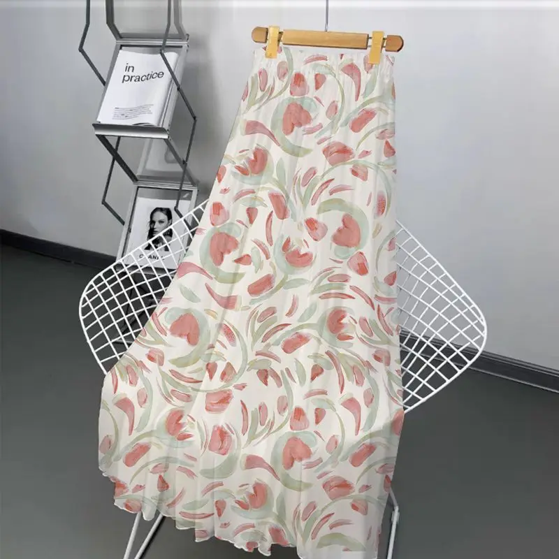 Floral Printed Long Chiffon Skirt Women Fashion 2
