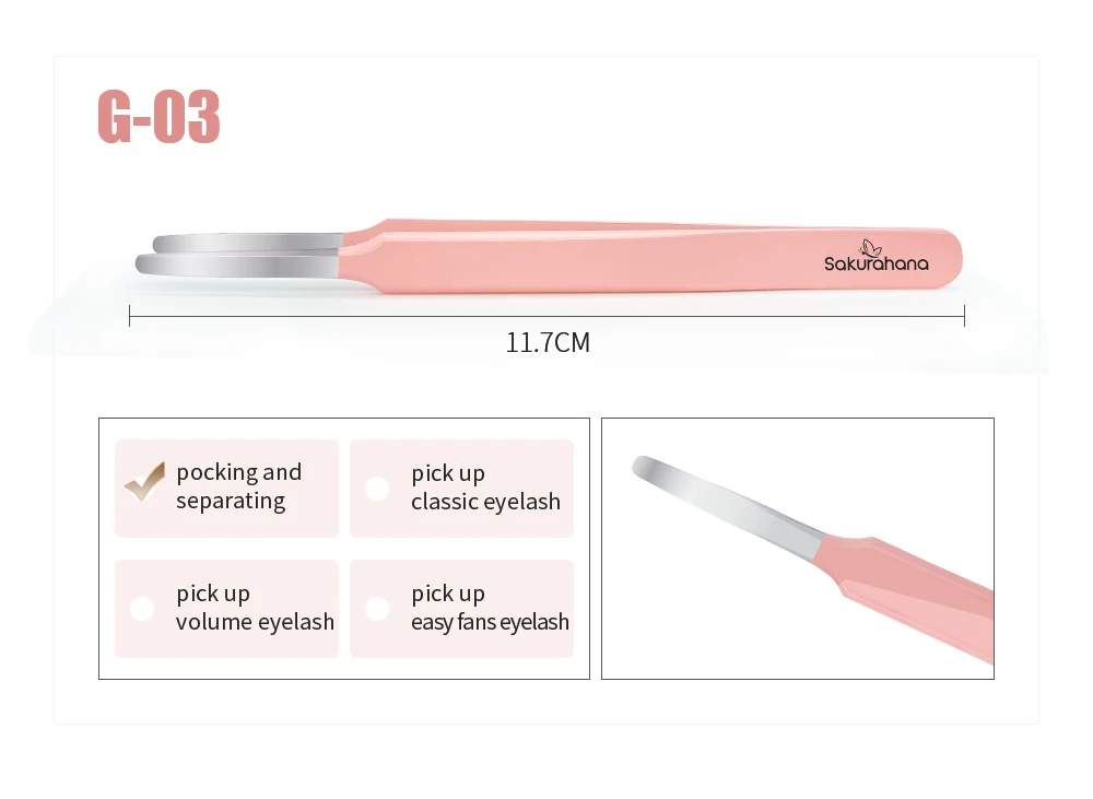 Sakurahana High Precision Steel Pink Eyelash Tweezers Stainless Steel Superhard Anti-Static Tweezers Makeup Tools – Detail 5