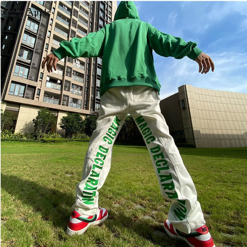 Juicy Apple Men Baggy Jeans Autumn New Style Korean Trend Embroidery Loose Straight Wide Leg Long Pants For And Women |